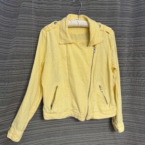 Maurices Yellow Linen Moto Bomber Jacket in Size Large